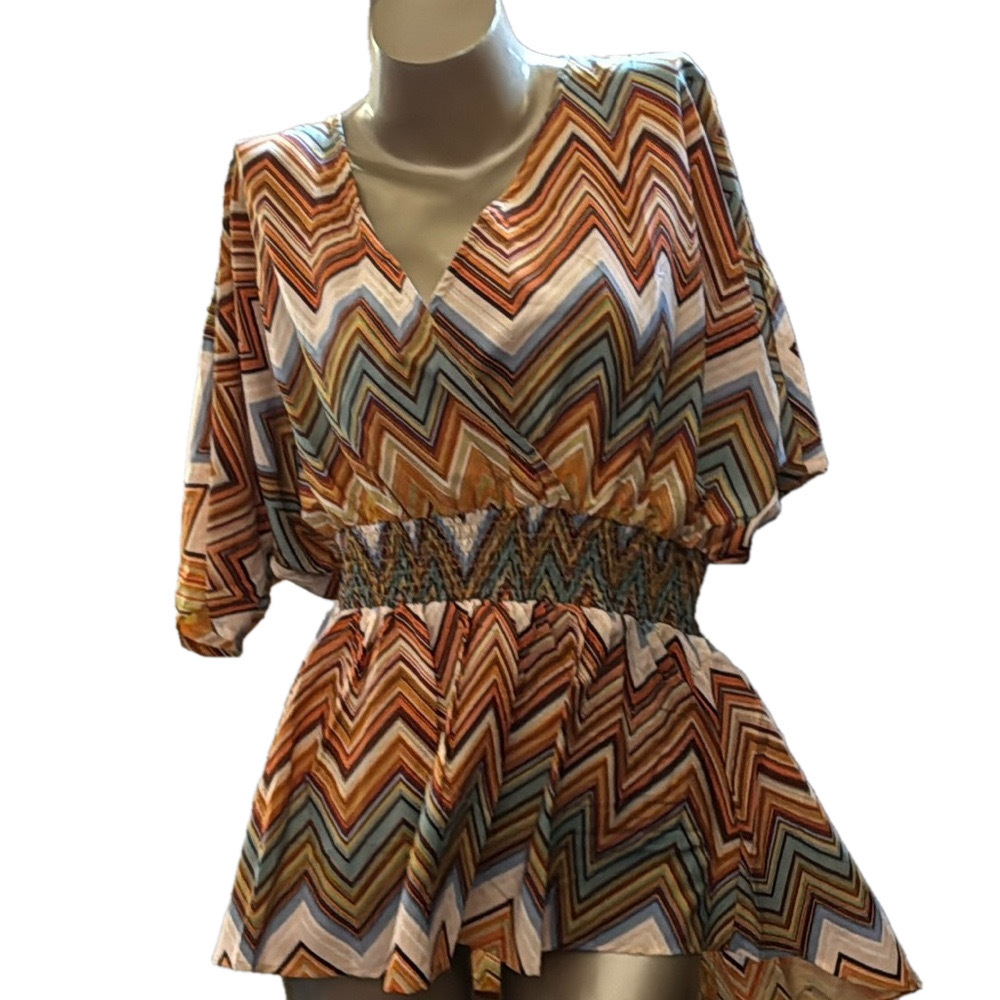 Fall Colors V Front And Back Chevron Top